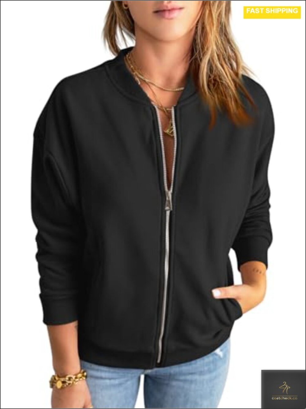 Women's Zip Up Full Zip Fleece Sweatshirt Jacket with Pockets Long Sleeve